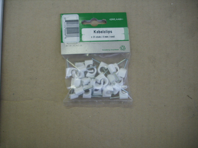 Kabelclips wit 8mm rond (Rakaan)